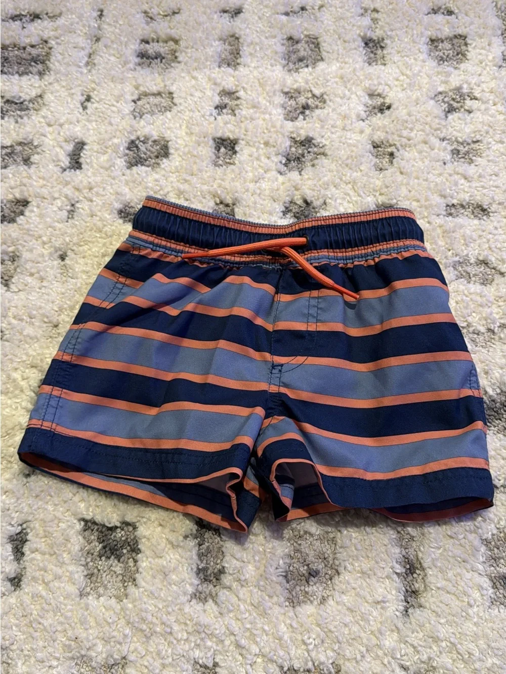Carter's Navy and Coral Striped Swim Trunks